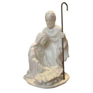Nativity Mary Joseph Baby Jesus Dept 56 Vintage 9” White Porcelain Holy Family